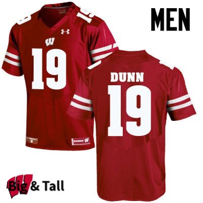 Men's Wisconsin Badgers NCAA #19 Bobby Dunn Red Authentic Under Armour Big & Tall Stitched College Football Jersey TZ31B07VI